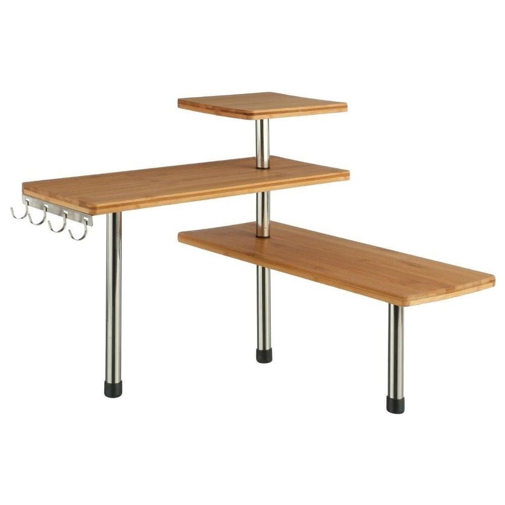 Mensola Angolare, Bambù - 3 Livelli, 4 Ganci - Foto 1