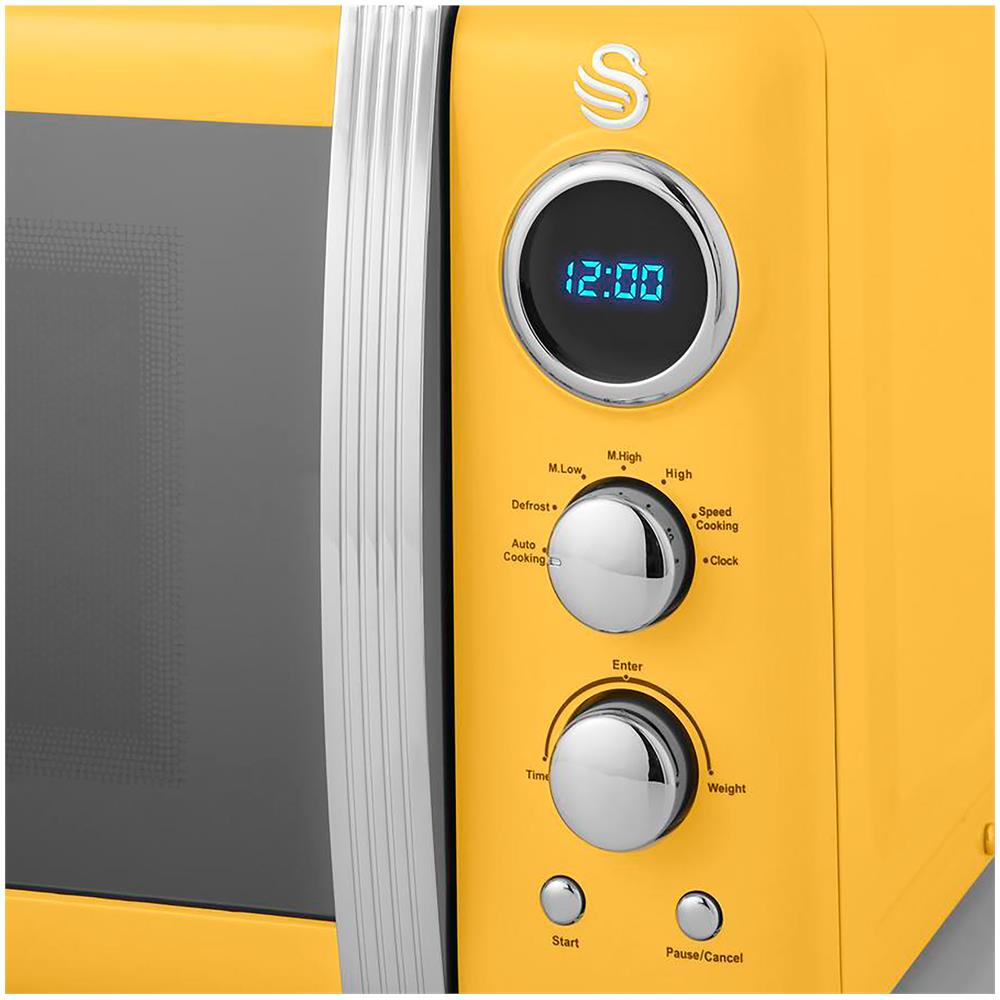 Microonde Digitale Sm22030yelneu Retro 20L 5 Livelli Di Potenza Scongelamento Timer 60 Min 800W Colore Giallo - Foto 2