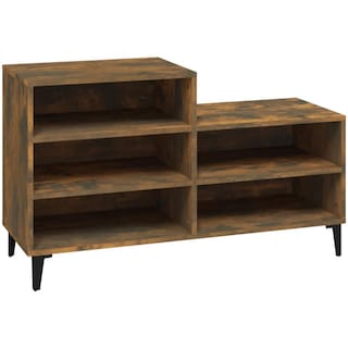 VidaXL Scarpiera In Legno Multistrato: 102x36x60 Cm, Colore Rovere Fumo, 3 Ante Con Ripiani E Piano Stabile