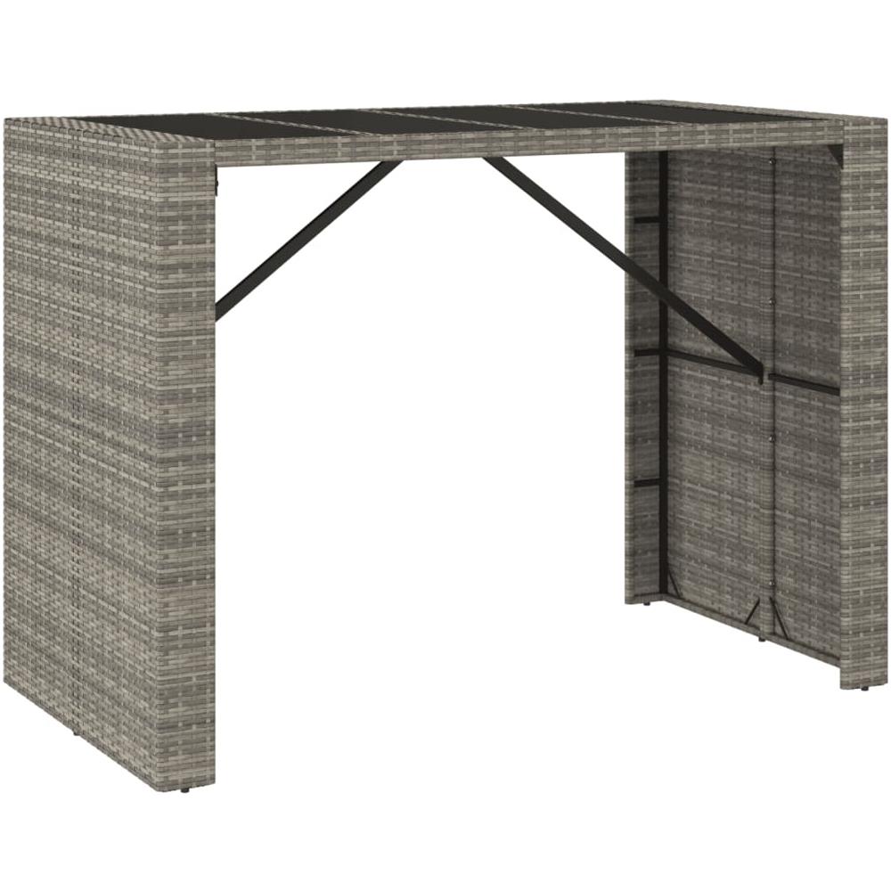 Tavolo Da Bar Con Piano In Vetro Grigio 145x80x110cm Polyrattan - Foto 2