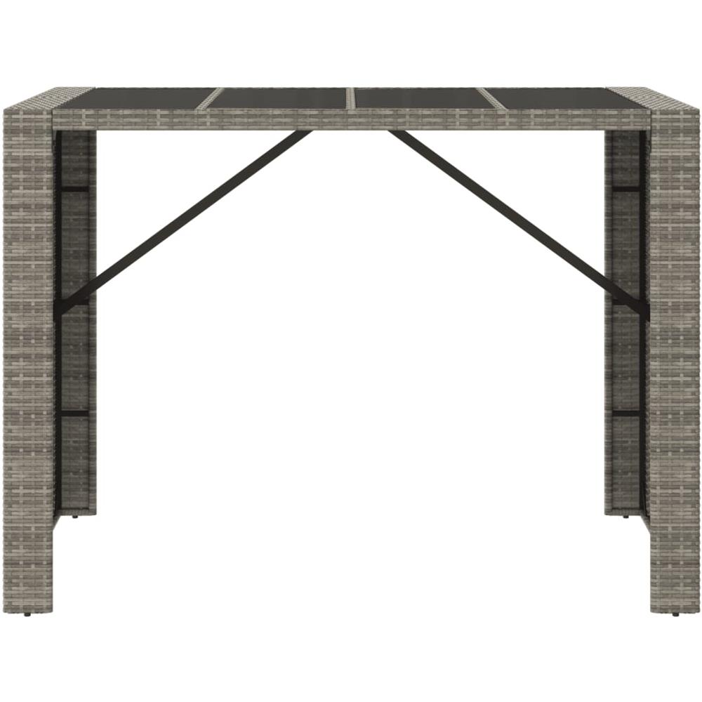 Tavolo Da Bar Con Piano In Vetro Grigio 145x80x110cm Polyrattan - Foto 3
