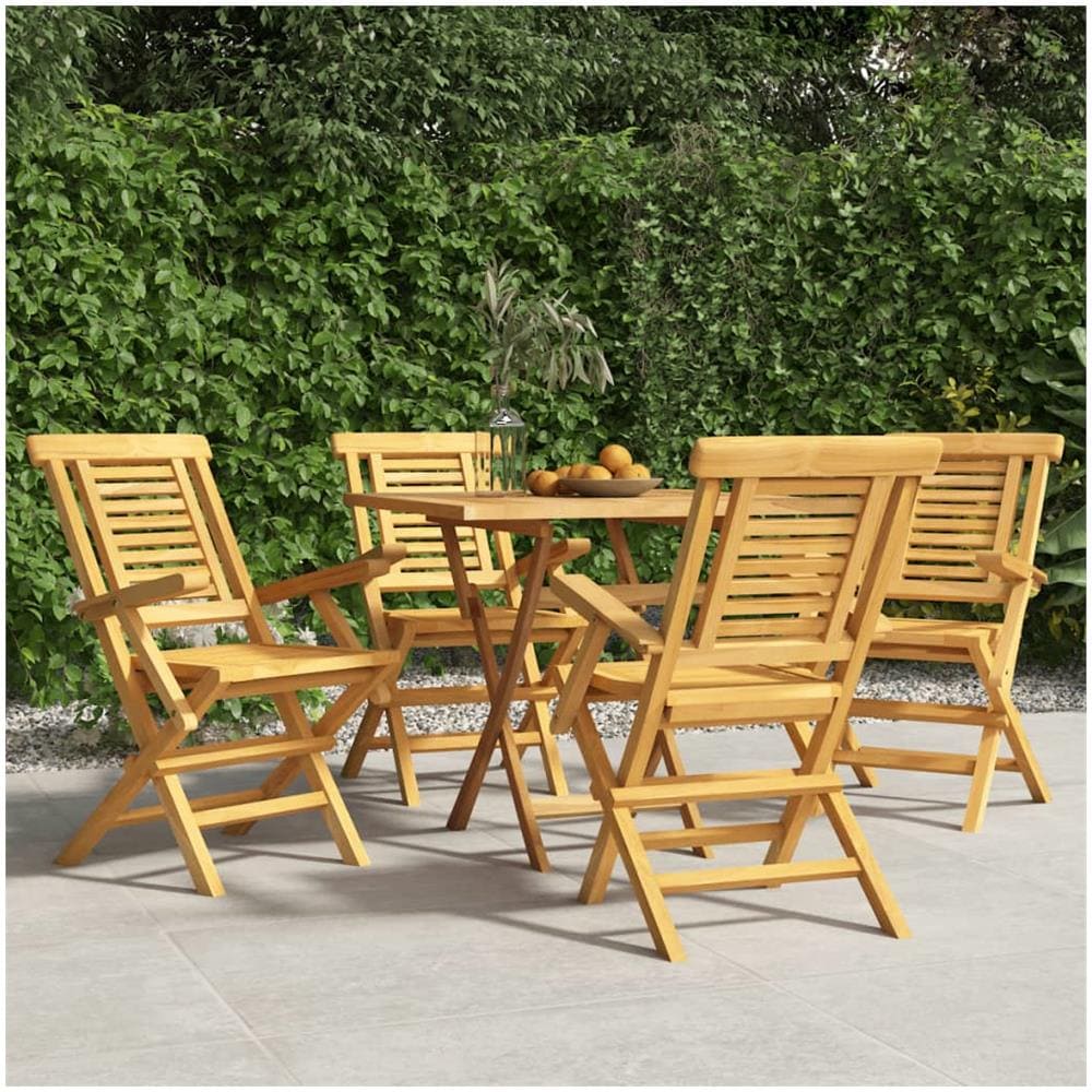 Sedie Da Giardino Pieghevoli 4pz 56x63x90cm Legno Massello Teak - Foto 1