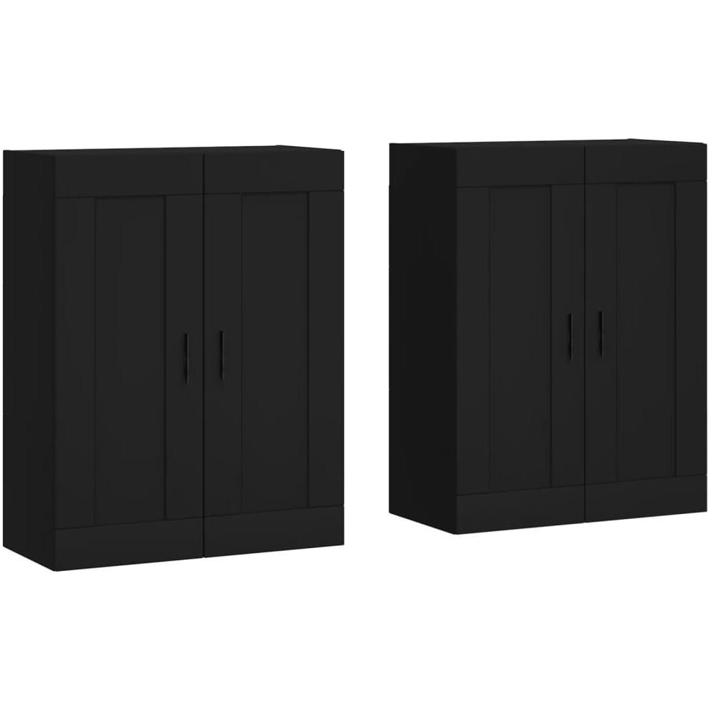 Armadietti A Parete 2 Pz Neri In Legno Multistrato - Foto 2