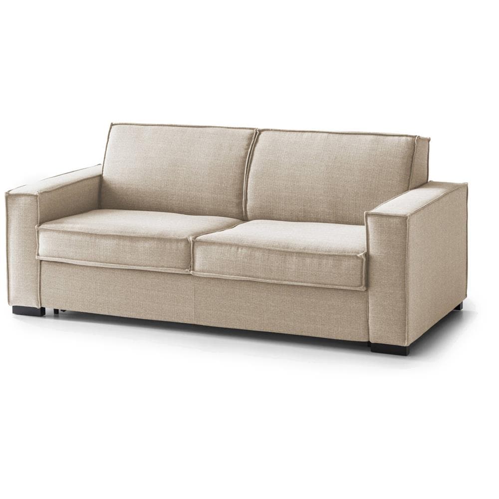 Divano Letto Giuliana, Divano A 2 Posti, 100% Made In Italy, Sofà Soggiorno Con Apertura Girevole, In Tessuto Imbottito, Con Braccioli Standard, Cm 180x95h90, Beige - Foto 2