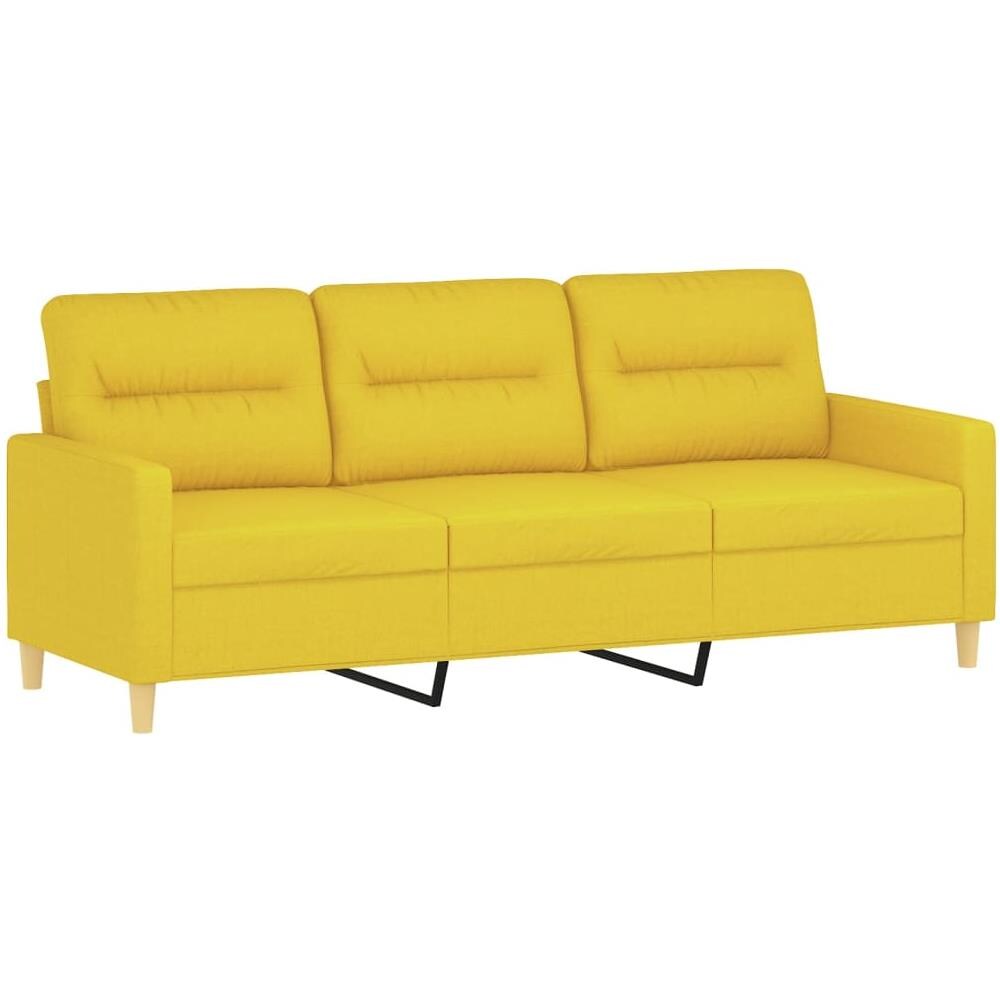 Divano A 3 Posti Giallo Chiaro 180 Cm In Tessuto - Foto 2