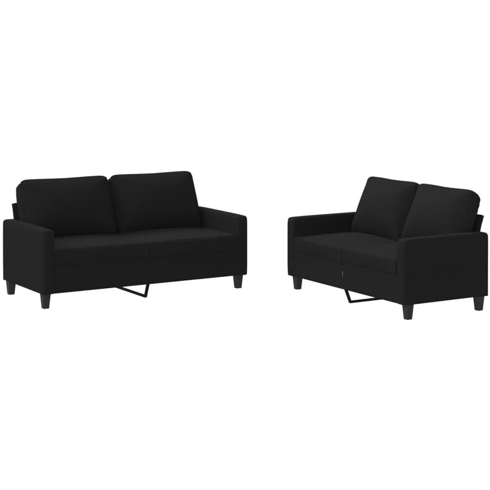 Set Di Divani 2 Pz Con Cuscini Nero In Tessuto - Foto 2
