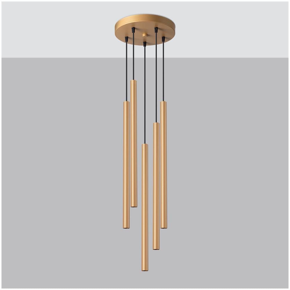 Lampada A Sospensione Pastelo 5p Oro Sl. 1174 - Moderno Lampade A Sospensione D'oro 110x25x25 Cm - Foto 2