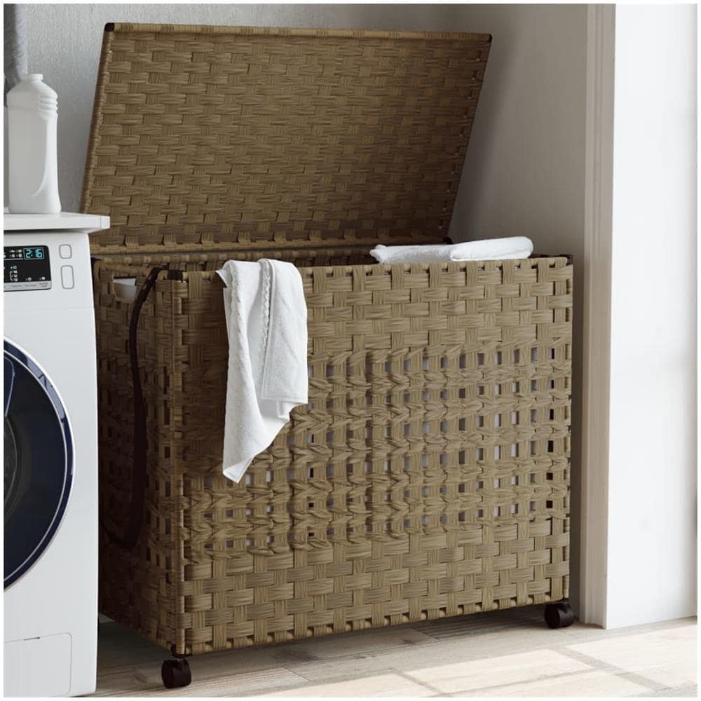 Cesto Portabiancheria Con Ruote 66x35x60 Cm Rattan - Foto 1