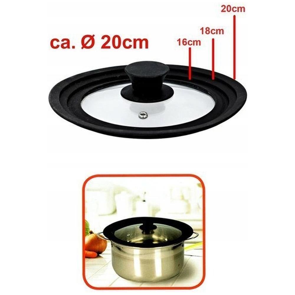 Coperchio in Vetro Universale con Bordo in Silicone per Padelle da 16/18/20 cm - Foto 2