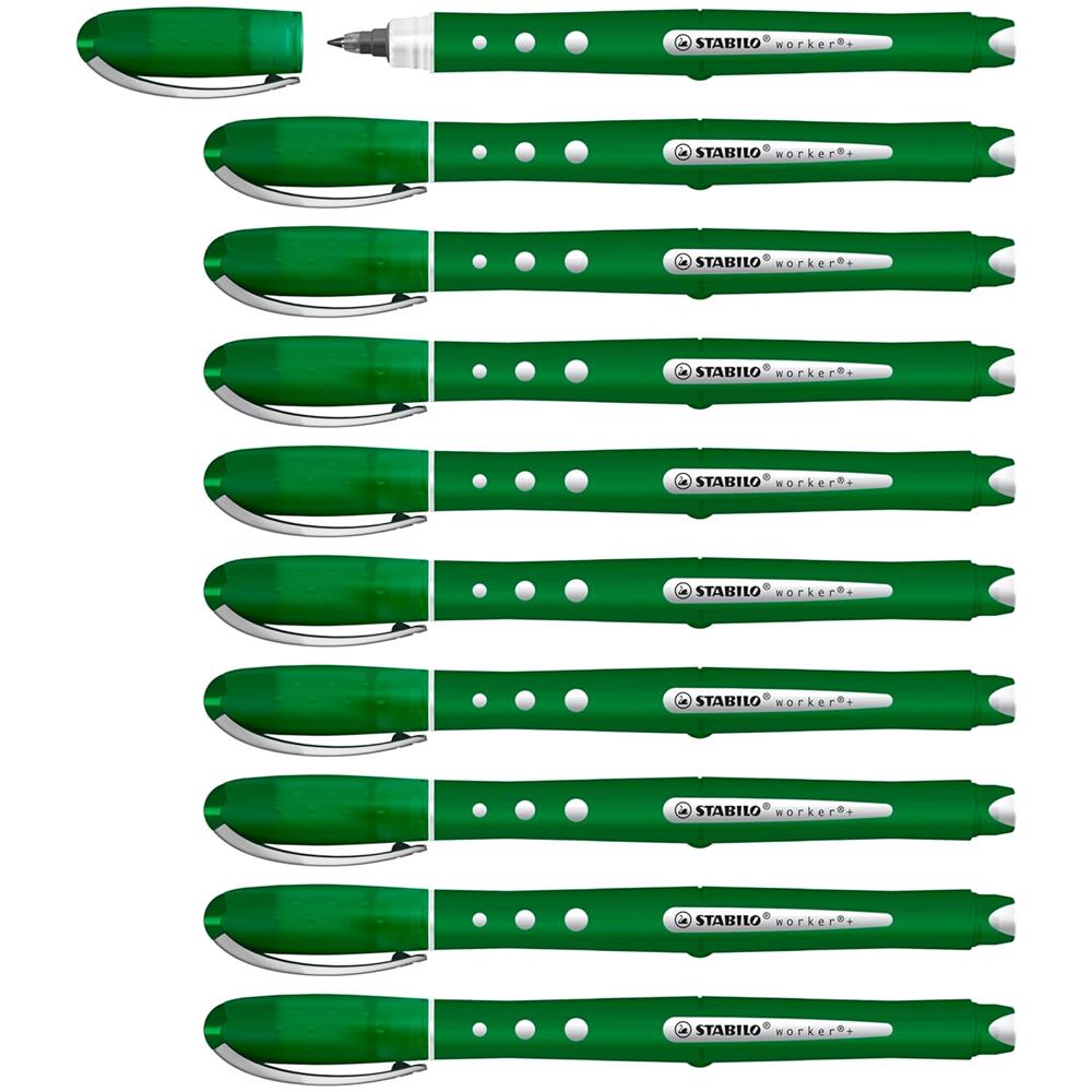 worker+ colorful - Penna Roller - Tratto 0,5 mm - Confezione da 10 - Verde - Foto 1