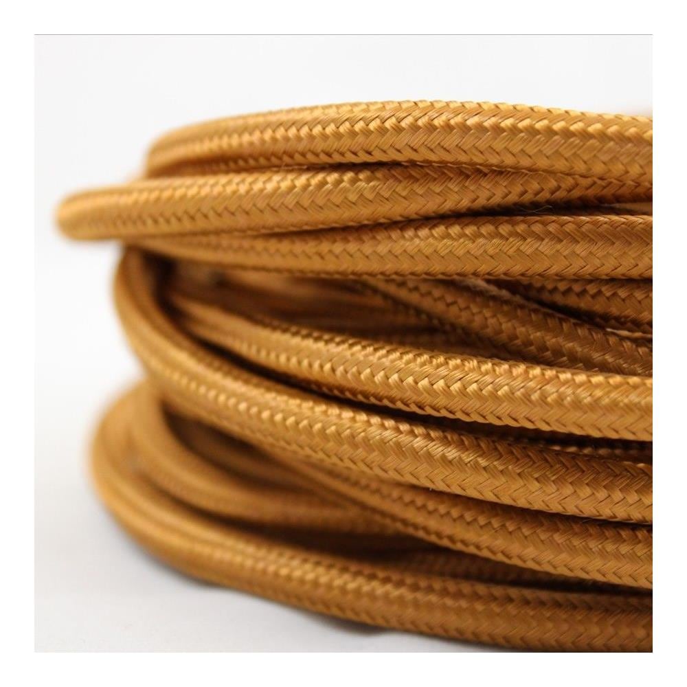 Cavo Elettrico Tondo Rivestito In Tessuto Colorato Whiskey Bronzo 50 Metri 2x0,75 Rotondo Per Lampadari, Lampade, Abat Jour, Design. Made In Italy! - Foto 2
