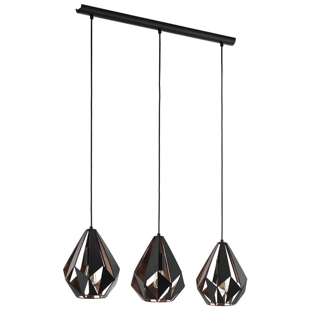 Lampada A Sospensione Carlton 1 3x60 W Nero E Rame 49991 - Foto 1