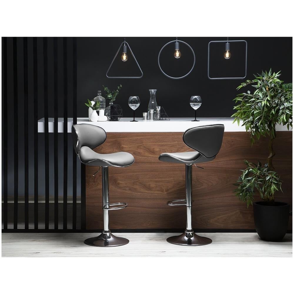 Sgabello In Similpelle Grigio Regolabile In Altezza 2er Conway - Foto 2