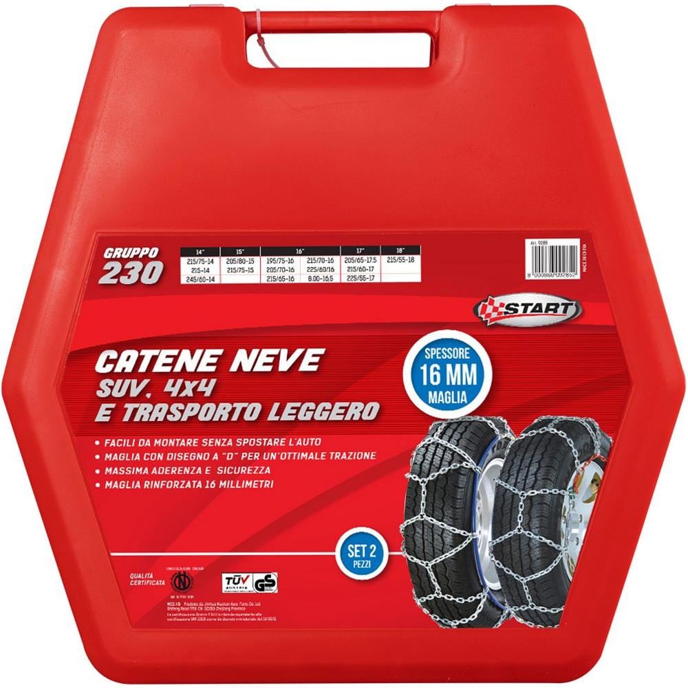 Set Due Pezzi Catene Da Neve 16mm Gruppo 230 Per Suv 4x4 E Trasporto Leggero - Foto 2