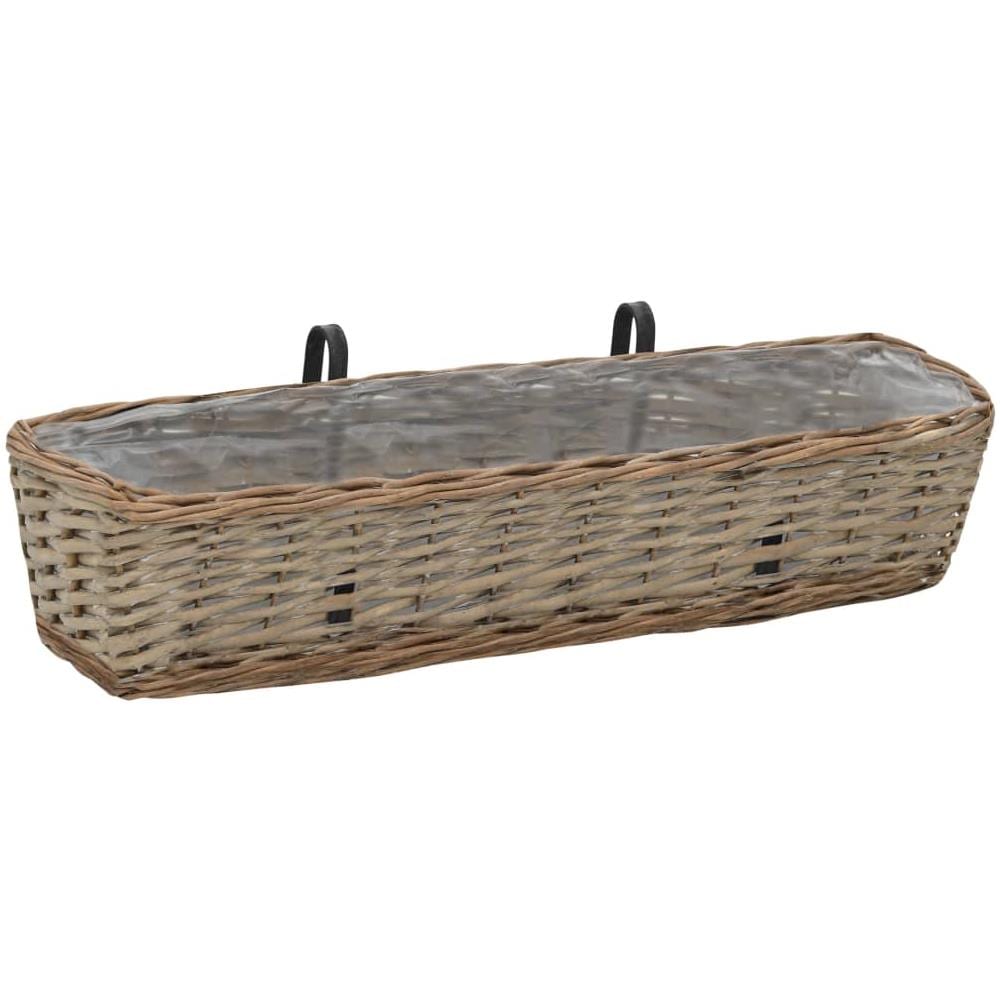 Fioriere Da Balcone 2 Pz In Vimini Con Rivestimento In Pe 80 Cm - Foto 2