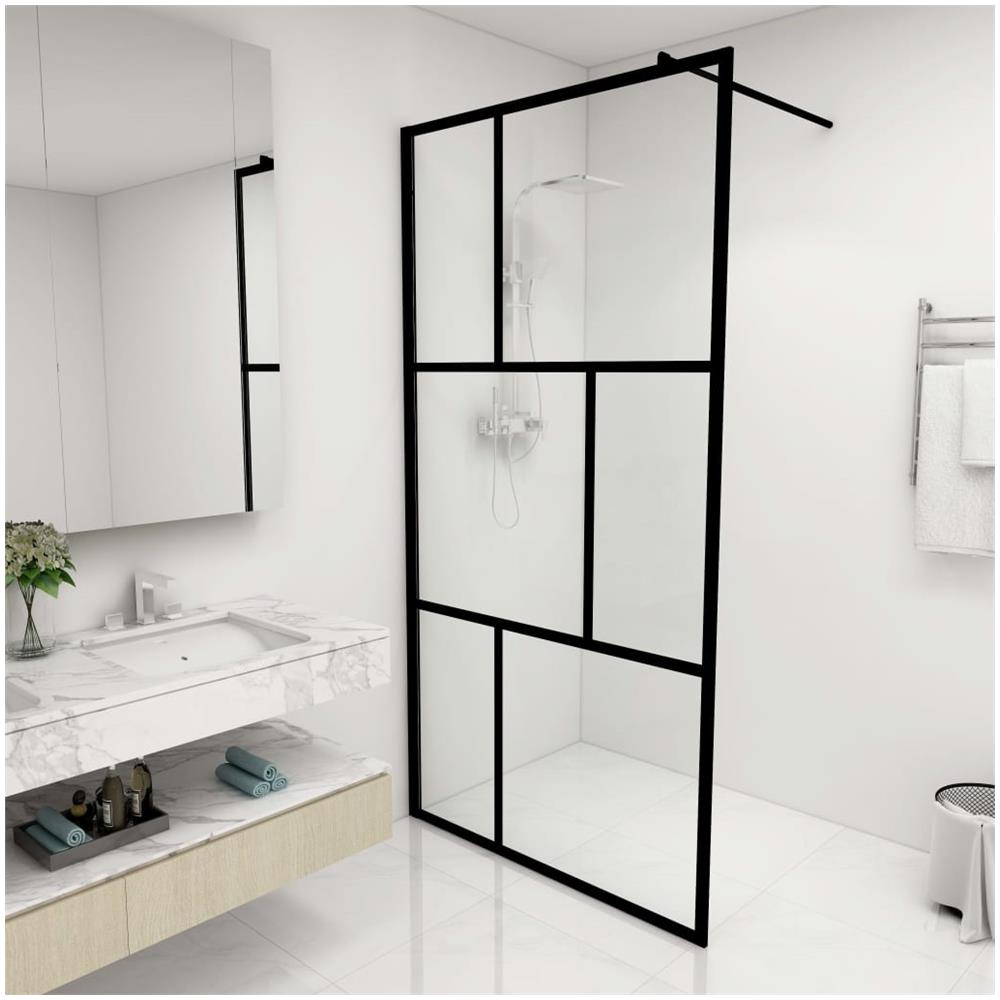 Parete Per Doccia Walk-in In Vetro Temperato Nera 100x195 Cm - Foto 1