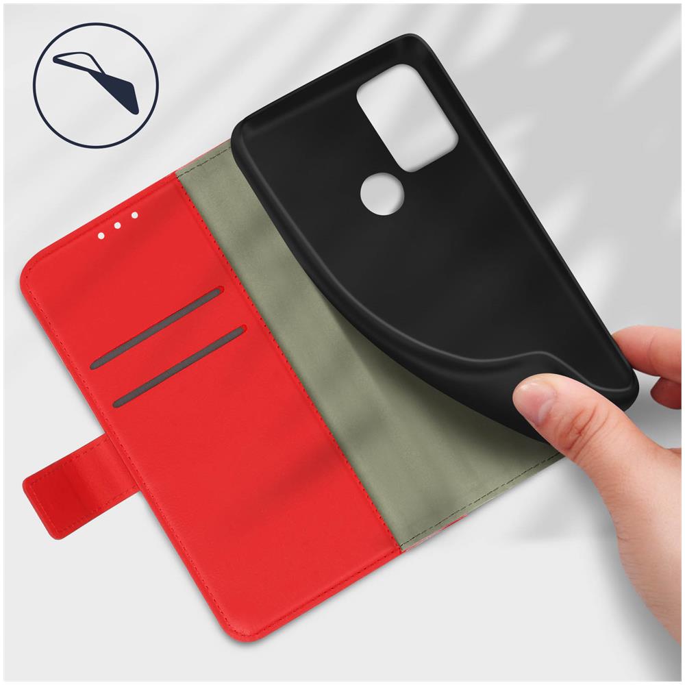 Custodia Alcatel 3x 2020 Portacarte Supporto Video Chiusura Magnetica Rossa - Foto 5