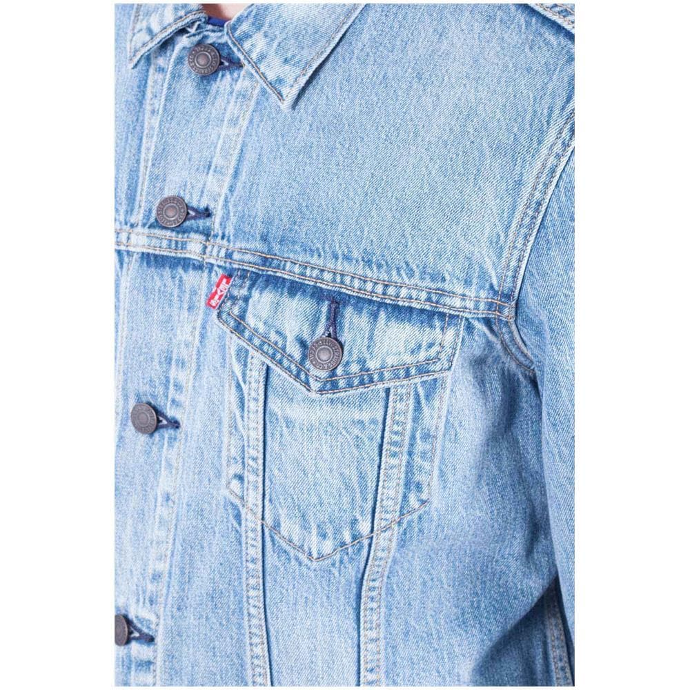 Giubbotto Trucker In Denim Stone Wash Chiaro - Foto 5