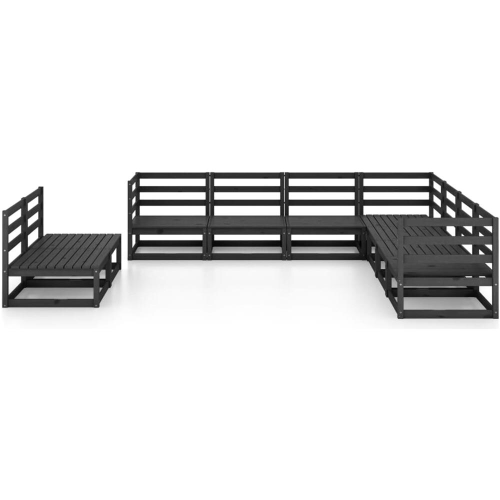 Set Divani da Giardino 9 pz Nero in Legno Massello di Pino - Foto 3