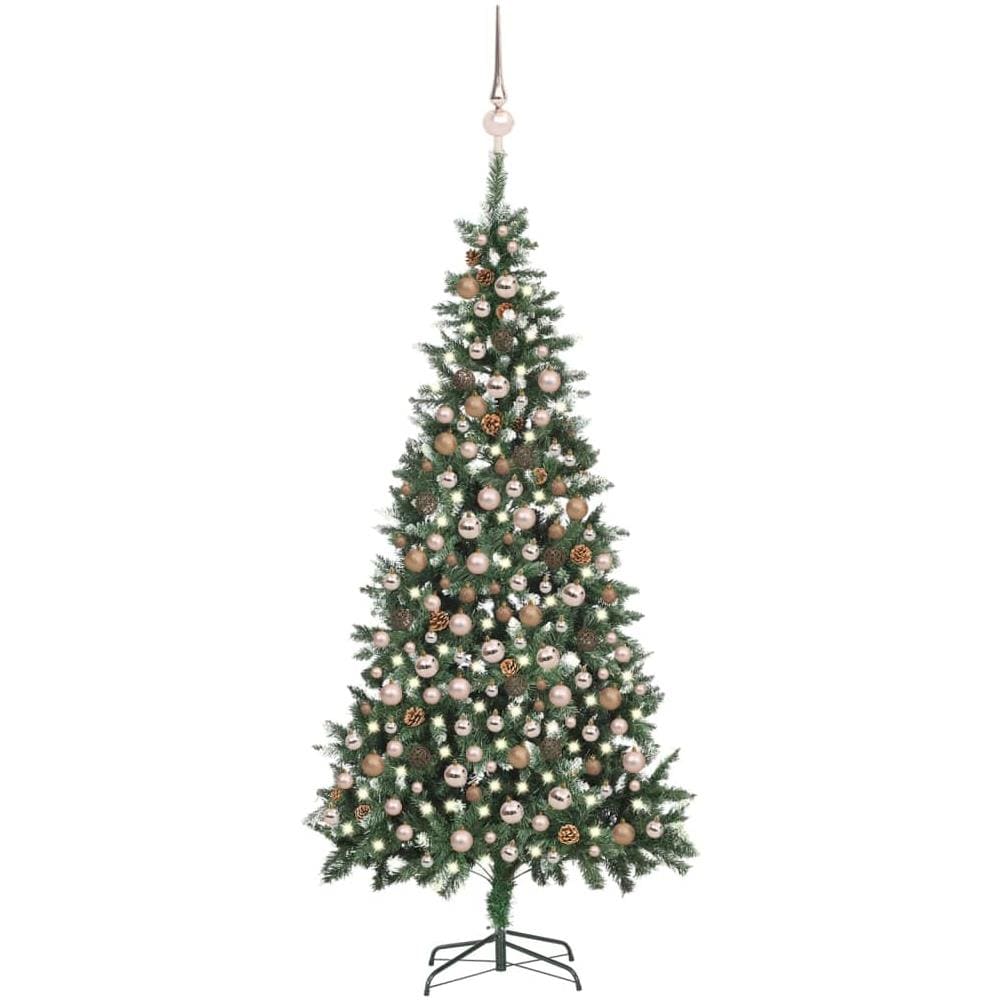 Set Albero Natale Artificiale con LED Palline e Pigne 210 cm - Foto 1