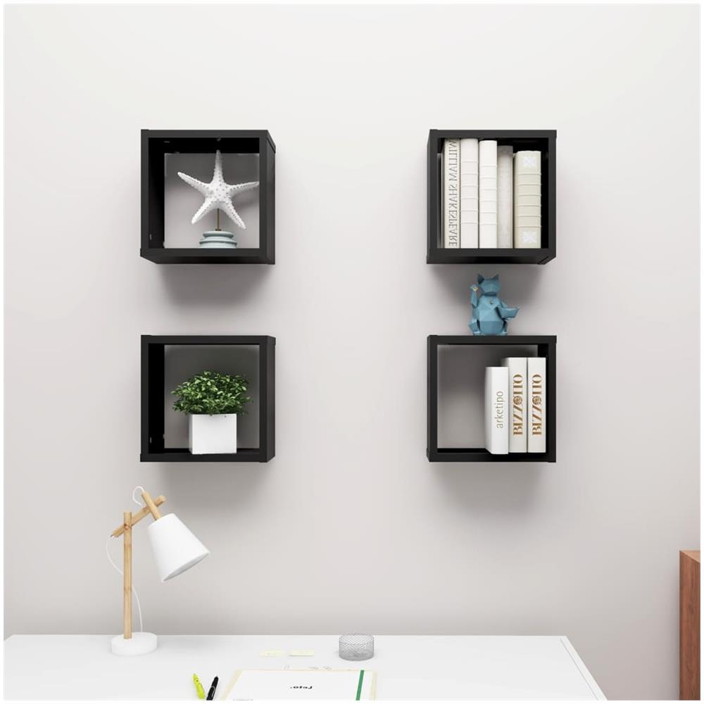 Mensole Parete a Cubo 4 pz Nere 30x15x30 cm - Foto 3