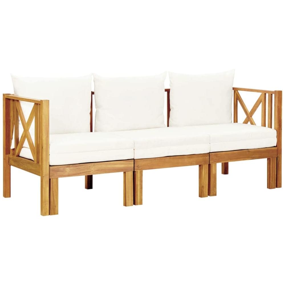 Panca Da Giardino 3 Posti Con Cuscini 179 Cm Massello Di Acacia - Foto 1