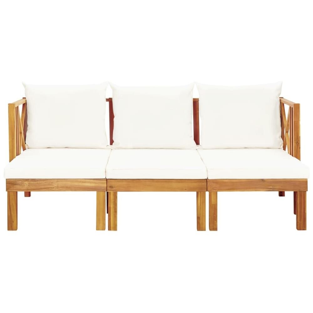 Panca Da Giardino 3 Posti Con Cuscini 179 Cm Massello Di Acacia - Foto 2