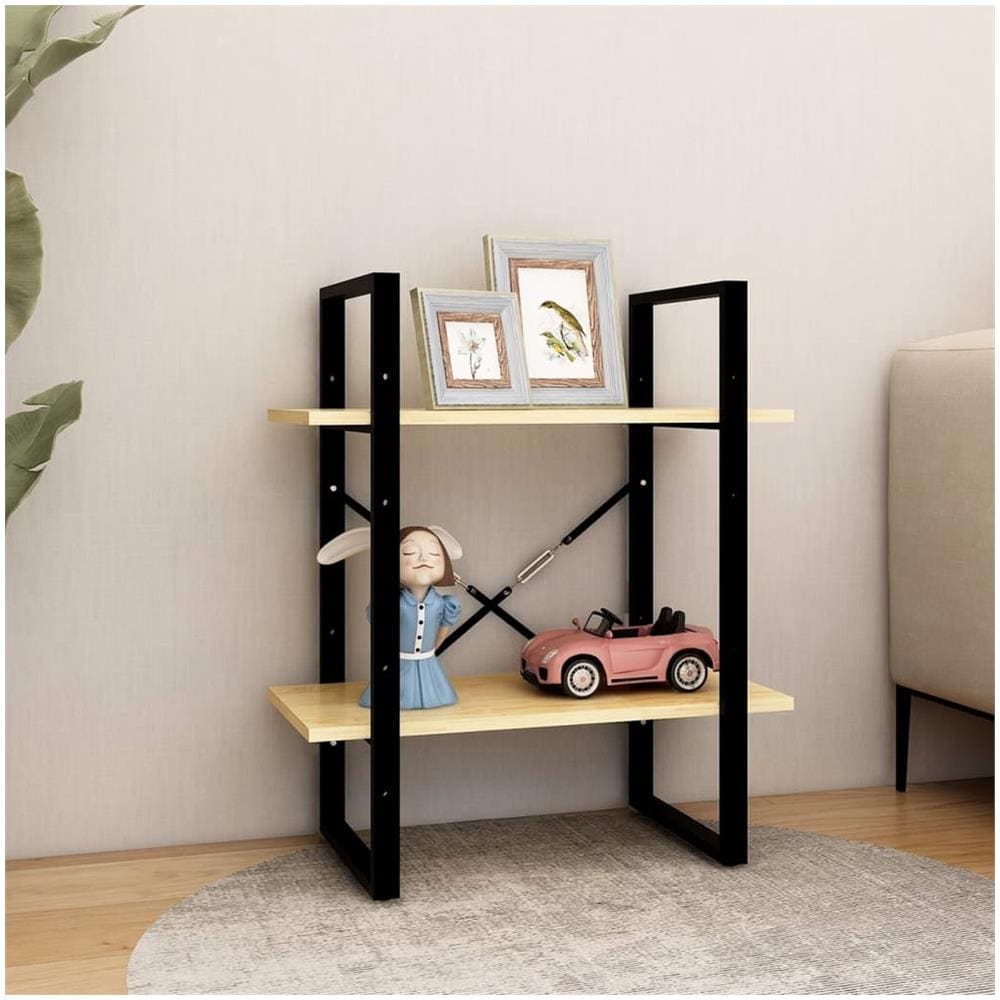 Libreria a 2 Ripiani 60x30x70 cm in Legno Massello di Pino - Foto 8