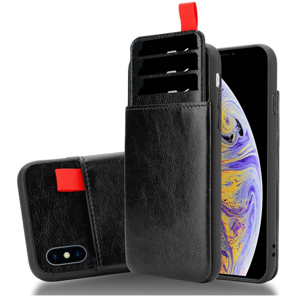 Cadorabo Custodia Compatibile Con Apple Iphone Xs Max In Nero Ebano - Coperchio Protettivo In Silicone Tpu E Copertura In Finta Pelle, Con Scomparto E Slot Per Carte Di Credito Estraibili - Foto 1