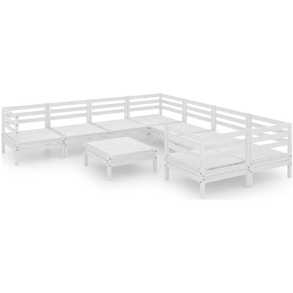 Set Divani Da Giardino 9 Pz Bianco In Legno Massello Di Pino - Foto 2