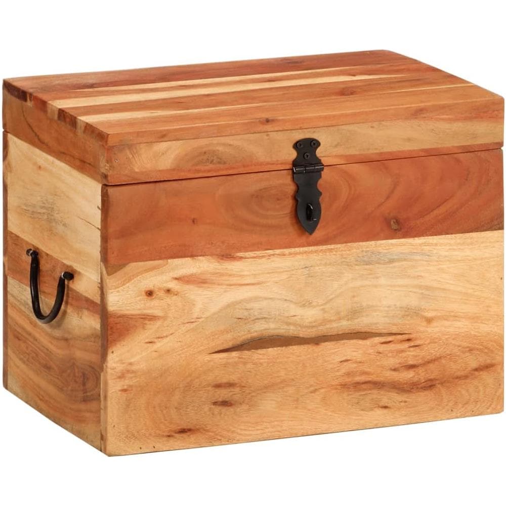 Contenitore Portaoggetti 39x28x31cm In Legno Massello Di Acacia - Foto 1