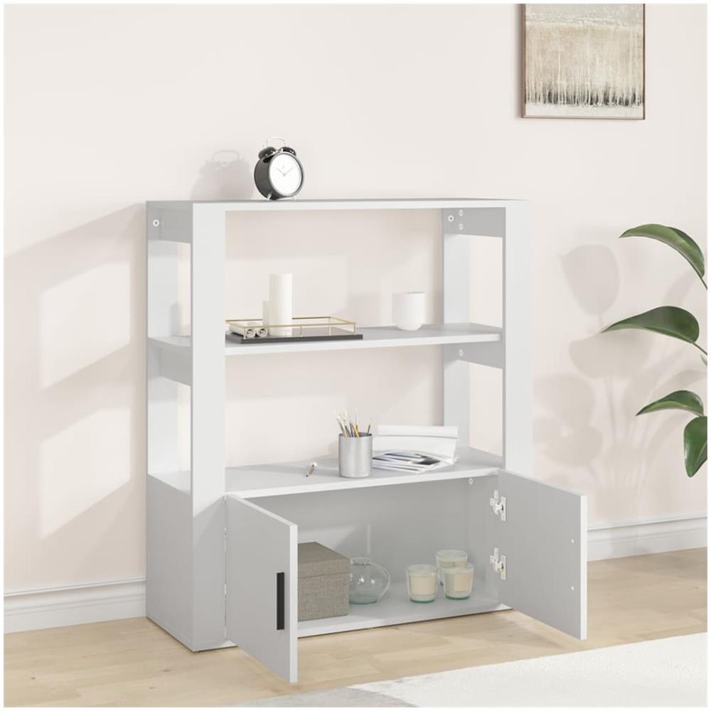 Credenza Bianca 80x30x90 Cm In Legno Multistrato - Foto 5