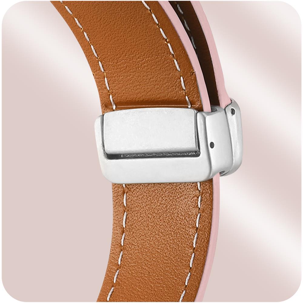 Cinturino In Pelle Per Galaxy Watch 5 / 5 Pro / 4 Fibbia Magnetica Rosa - Foto 5