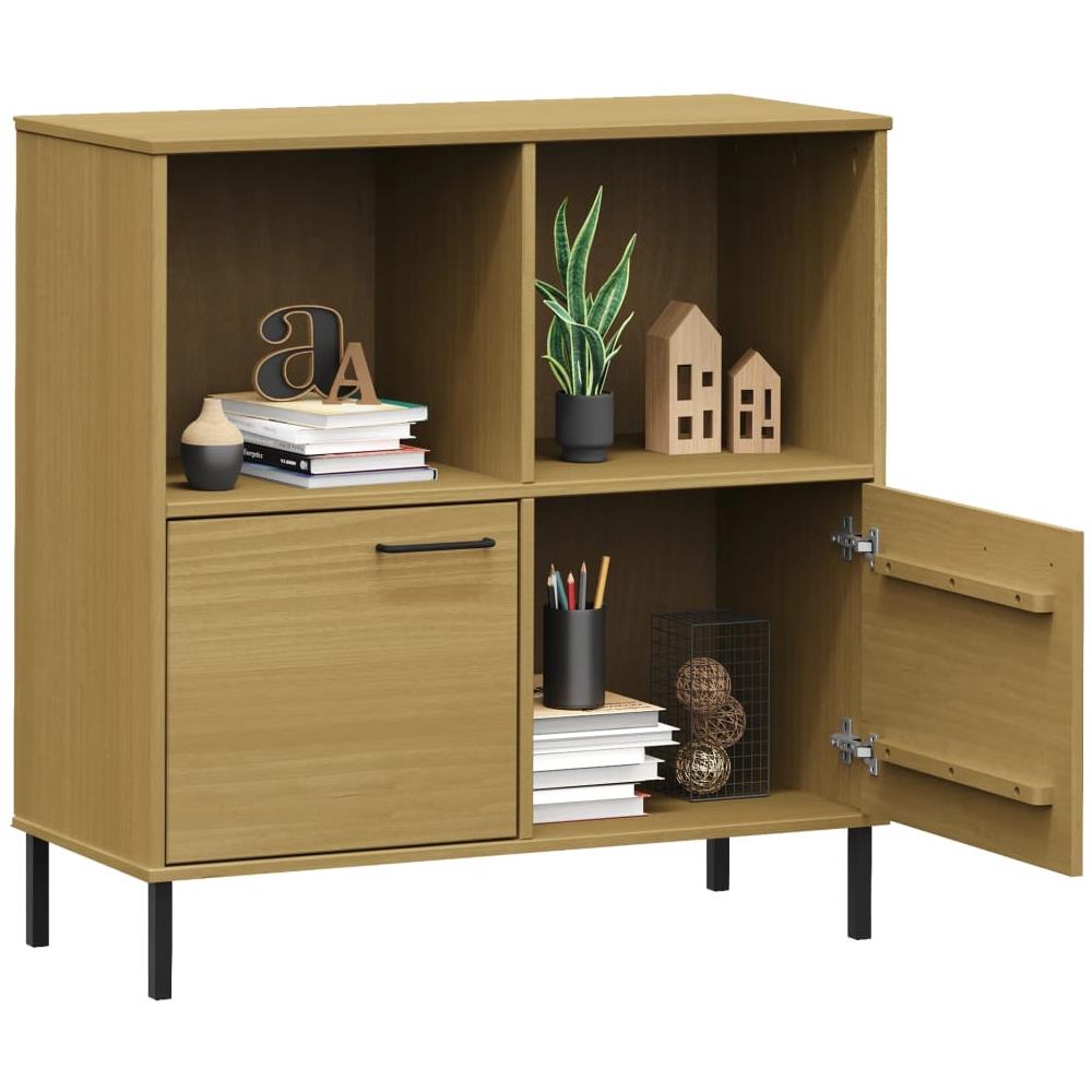 Libreria Con Gambe Metallo Marrone 90x35x90,5 Cm Massello Oslo - Foto 5