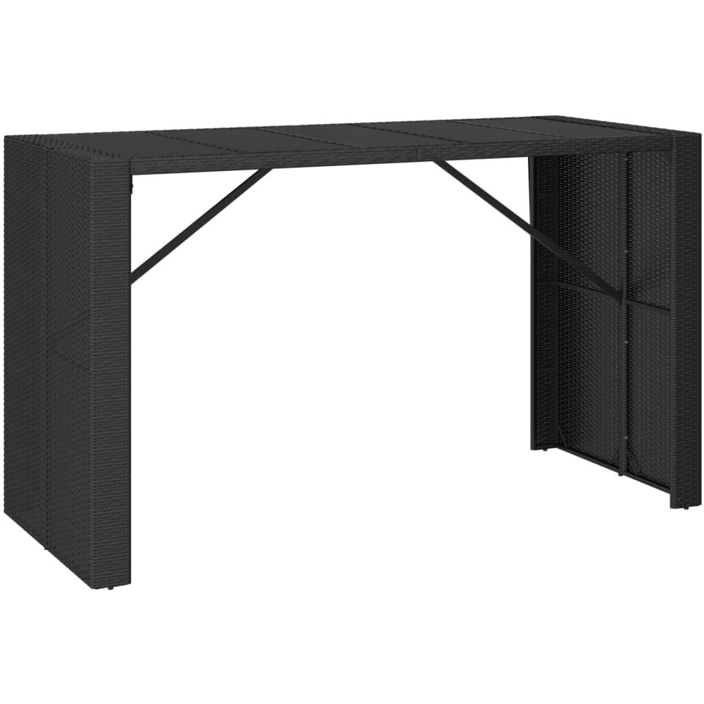 Tavolo Da Bar Con Piano In Vetro Nero 185x80x110 Cm Polyrattan - Foto 2