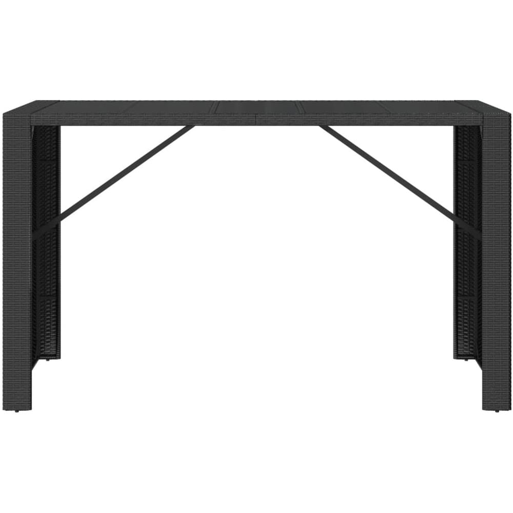 Tavolo Da Bar Con Piano In Vetro Nero 185x80x110 Cm Polyrattan - Foto 3