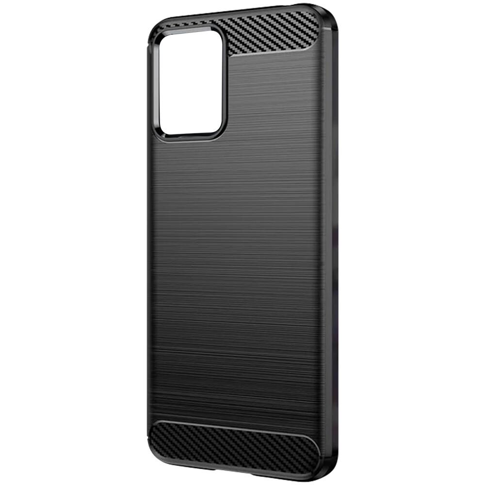 Cover Per Motorola Moto G23 E G13 Rinforzata Silicone Effetto Carbonio Nera - Foto 5