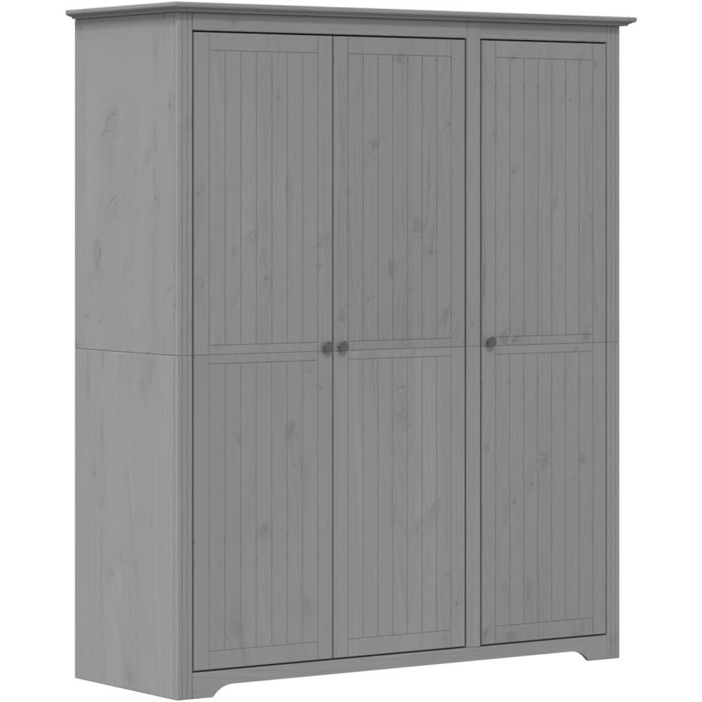 Armadio Bodo 151,5x52x176,5 Cm In Legno Massello Di Pino Grigio - Foto 2