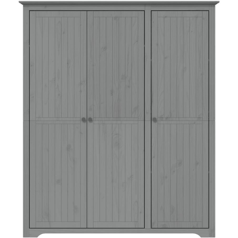 Armadio Bodo 151,5x52x176,5 Cm In Legno Massello Di Pino Grigio - Foto 3