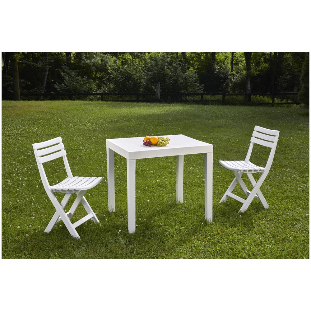 Set Salotto Da Esterno Ortisei, Set Da Giardino Con 1 Tavolo Rettangolare E 2 Sedie Pieghevoli, Set Indoor E Outdoor Da Pic Nic, 100% Made In Italy, Bianco - Foto 4