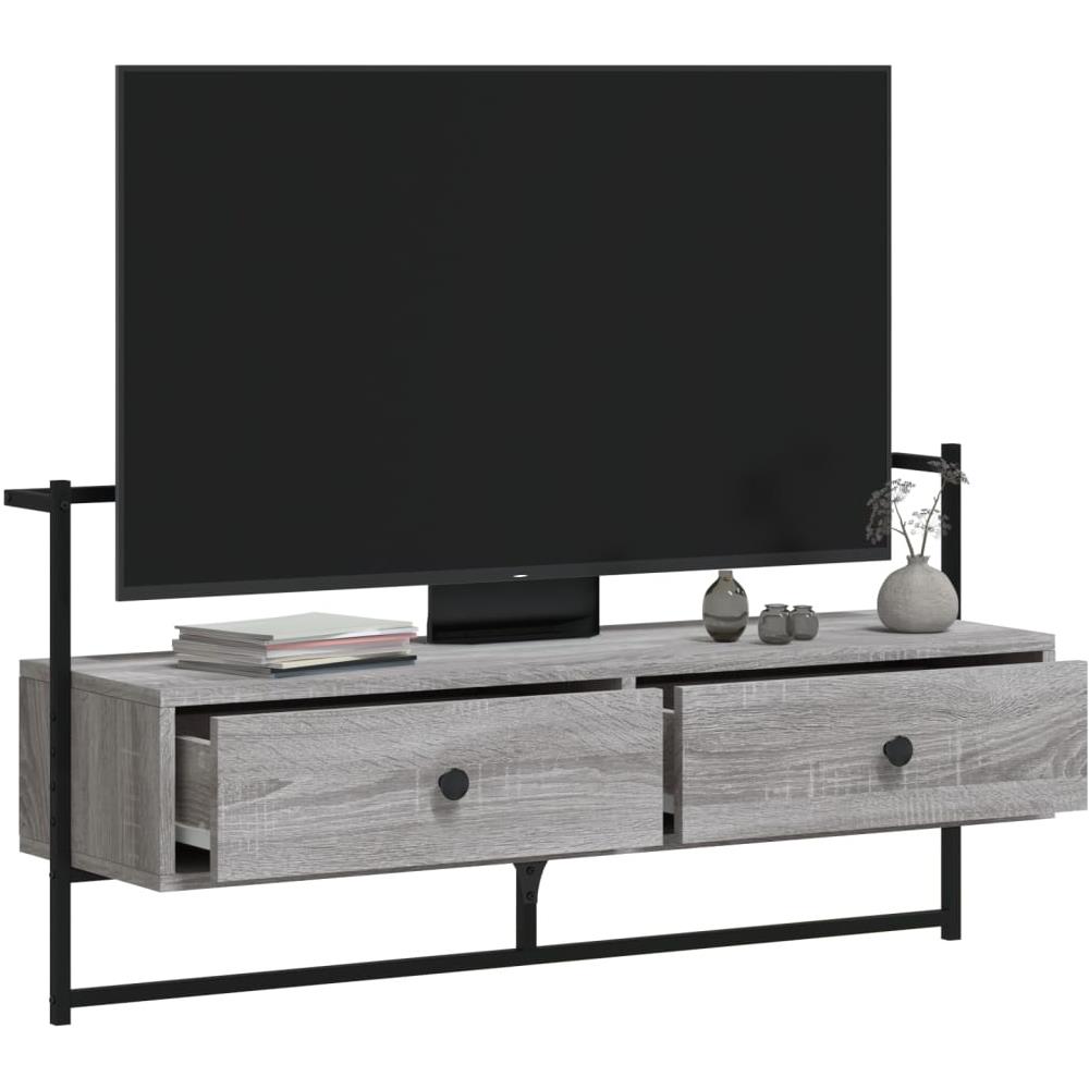 Mobile Tv A Muro Grigio Sonoma 100,5x30x51 Cm Legno Multistrato - Foto 3