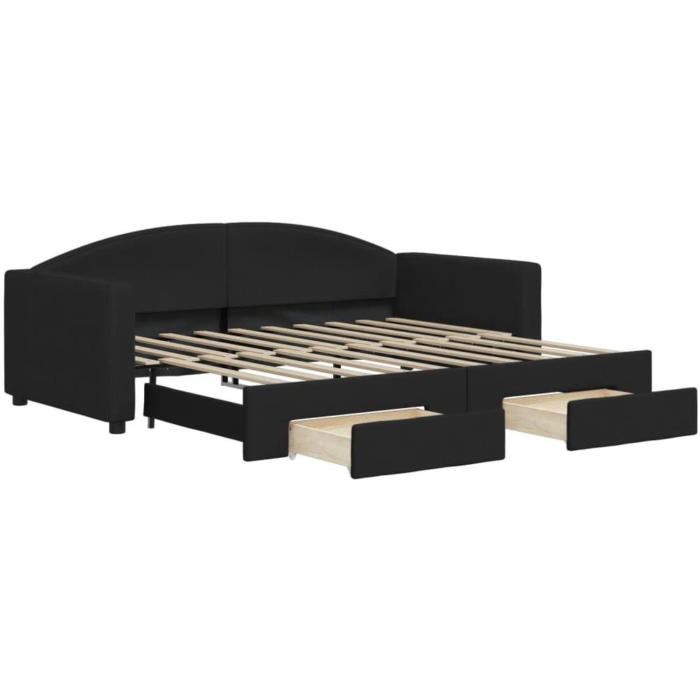 Divano Letto Estraibile Con Cassetti Nero 90x190 Cm In Tessuto - Foto 1