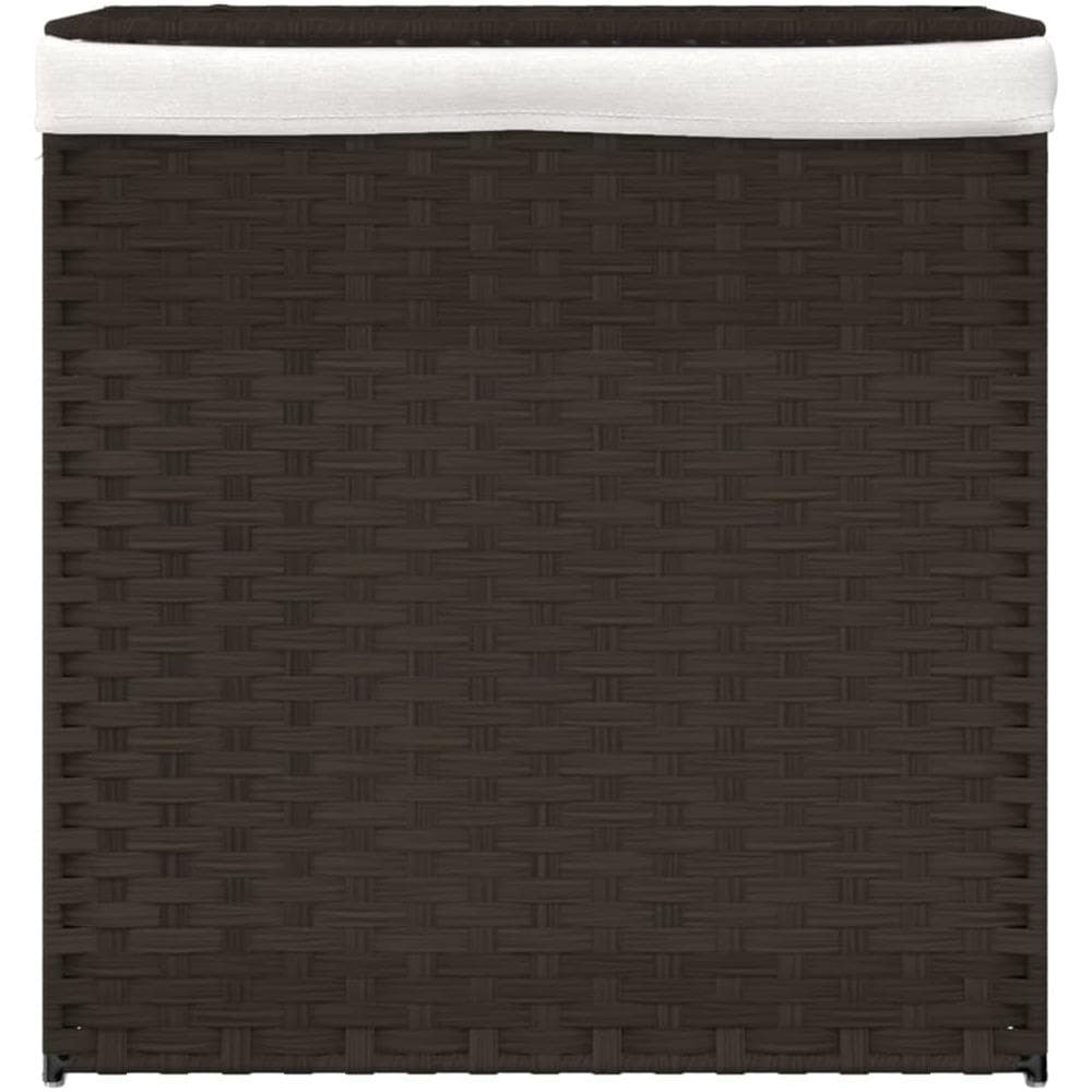 Cesto Biancheria 2 Sezioni Marrone Scuro 53x35x57 Cm Polyrattan - Foto 3