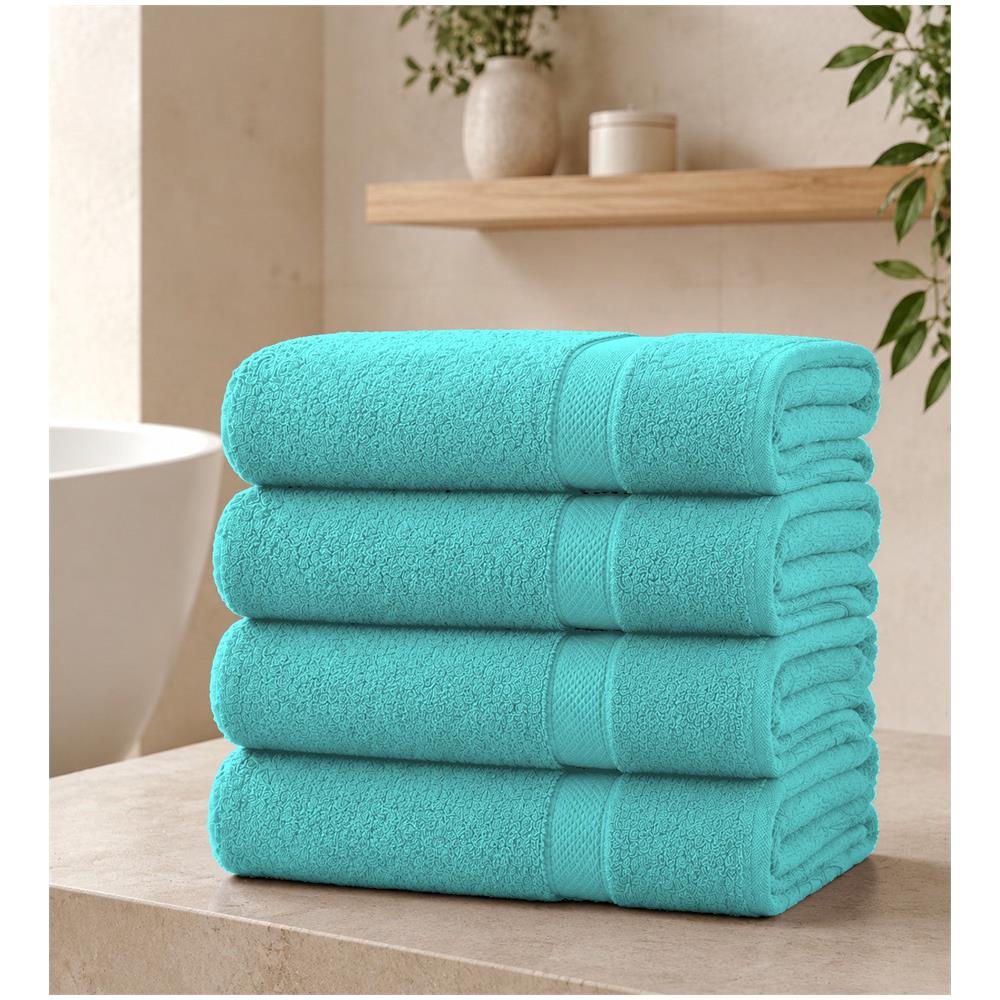 Set 4 Teli Bagno 100x150 cm - Morbidezza, Eleganza e Qualità - Blue Turquise (TURCHESE) - Foto 1