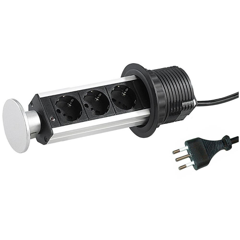 I-CASE STRIP-3U - Multipresa da Scrivania 3 vie Push-Up a Scomparsa con 2 USB - Foto 6