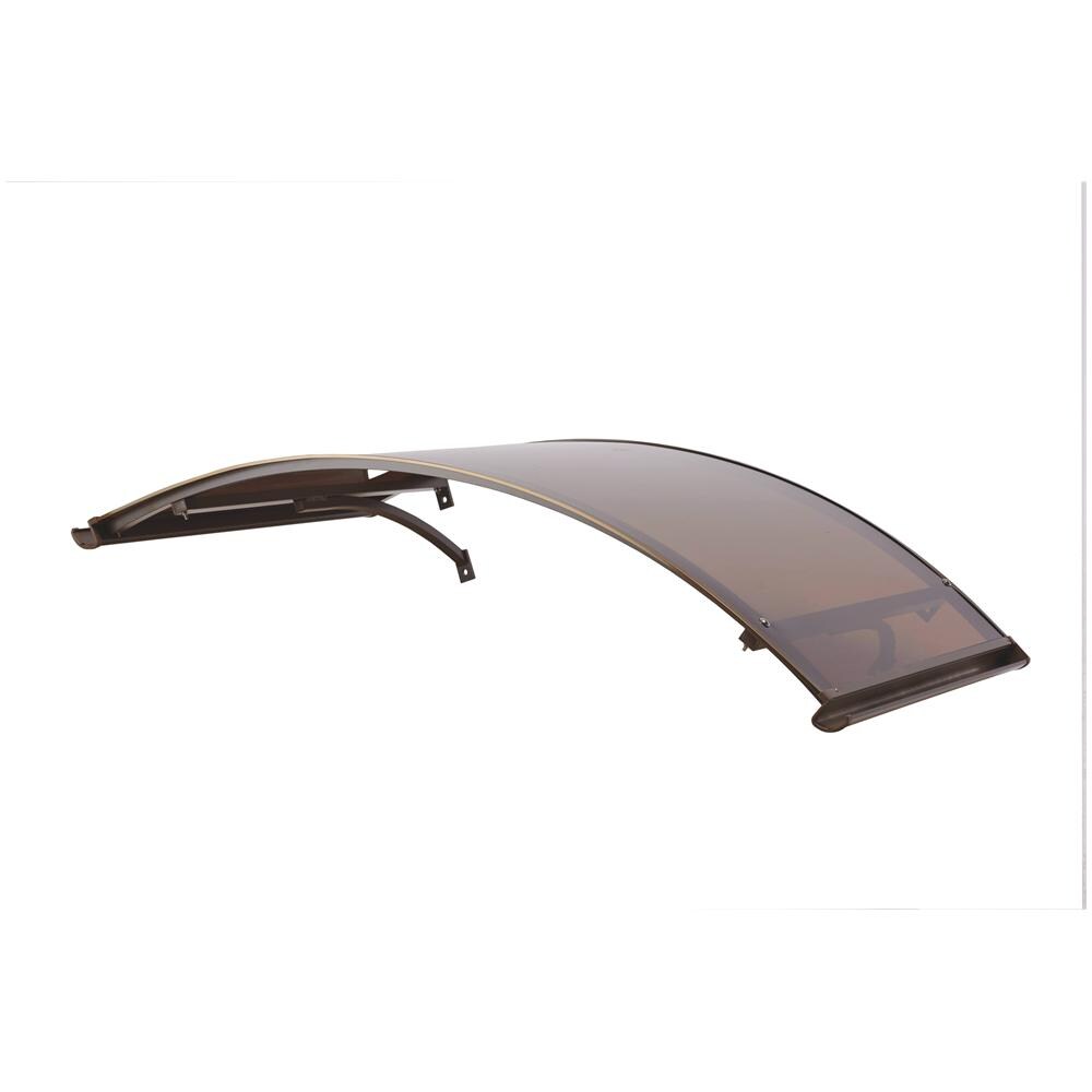 Pensilina Alluminio Arco 120x160 Supporto Marrone e copertura in Policarbonato compatto satinato bronzo - Con Sgocciolatoio - Foto 1
