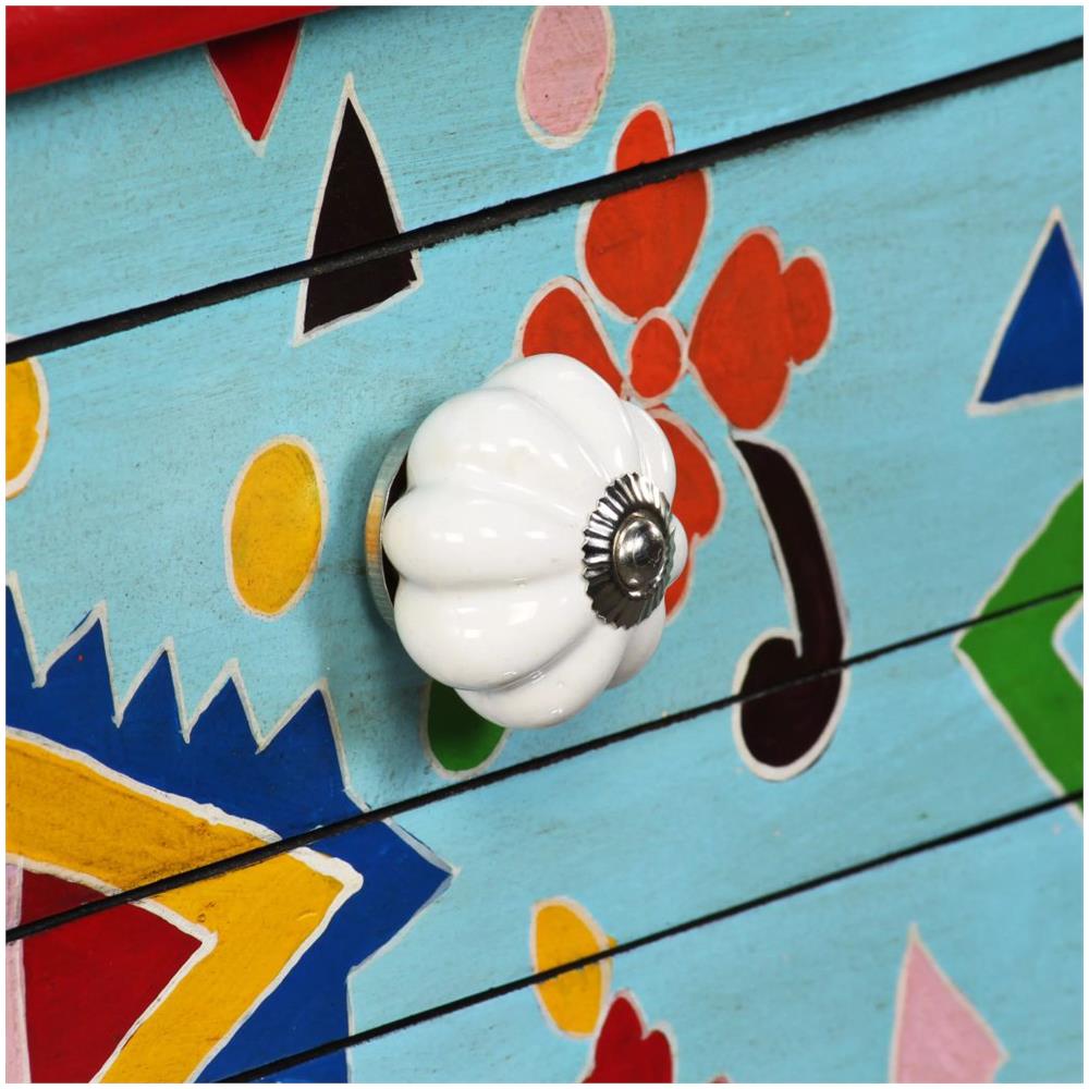 Consolle In Legno Massello Di Mango Blu Dipinta A Mano - Foto 2