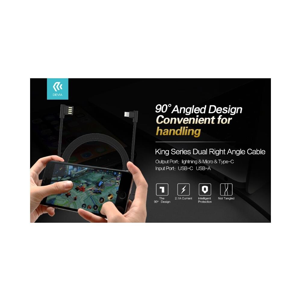 Cavo King Usb - Lightning Ad Angolo 90° Nero - Foto 1