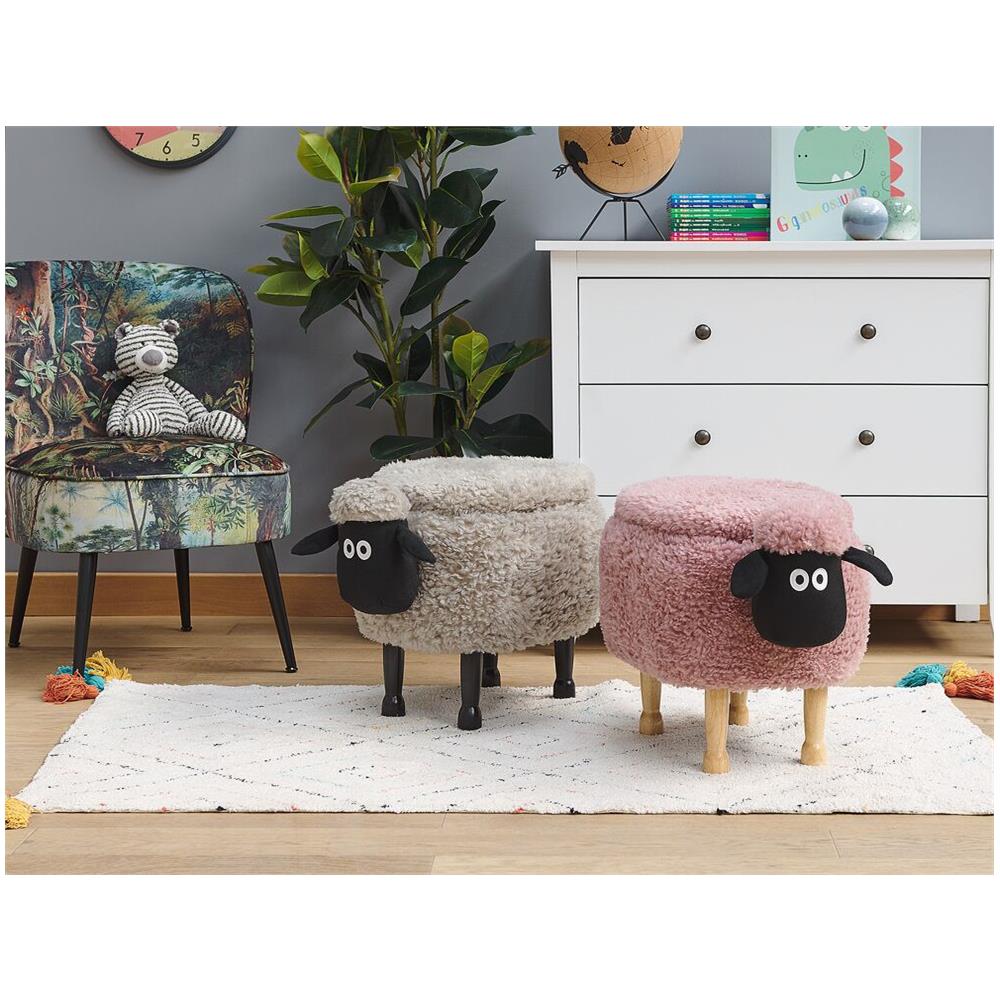 Pouf Animaletto In Tessuto Rosa Sheep - Foto 2