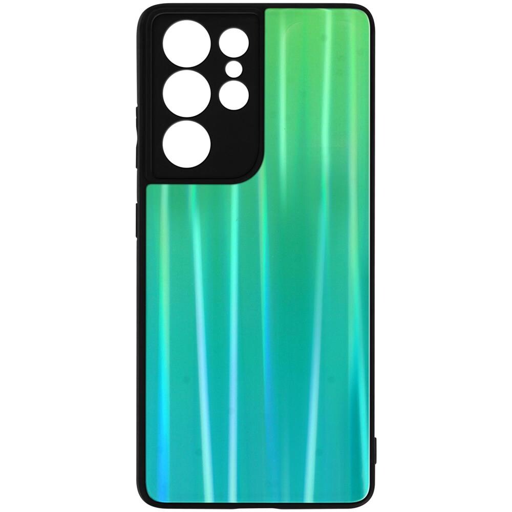 Cover Samsung S21 Ultra Bi-materiale Olografica Brillante Sottile Leggera Verde - Foto 1